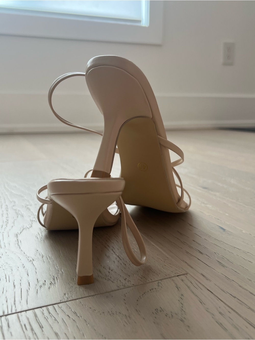 Elegant Nude Strappy Square-Toe Heeled Sandals - Picture 3 of 3
